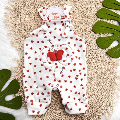  Jardineira Nózinho - Borboleta e Borboletinhas - Off White e Ferrugem